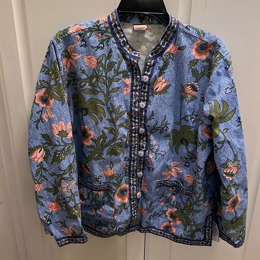 Tudor Court by Haband Blue Floral Jacket Large